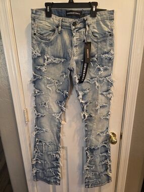 Women's Light Wash Distressed Flare Jeans